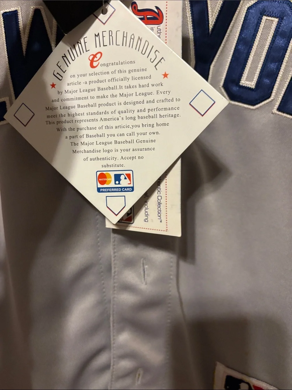 Majestic Grey New York Kids Baseball Jersey with Navy Accents